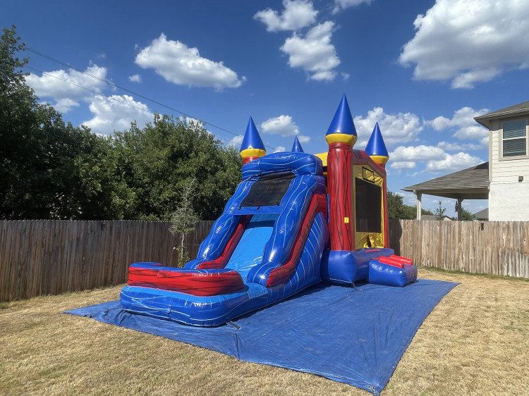 Marble Rainbow Castle Bounce House W/Slide  Dry Combo